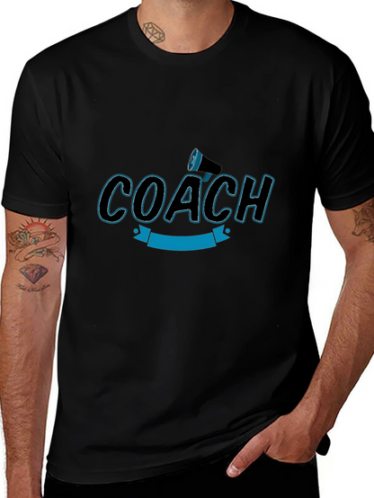 Camiseta Negra Coach con Megáfono - Diseño Deportivo