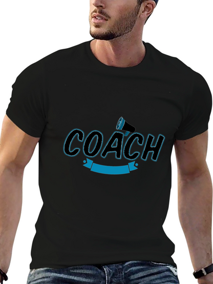 Camiseta Negra Coach con Megáfono - Diseño Deportivo