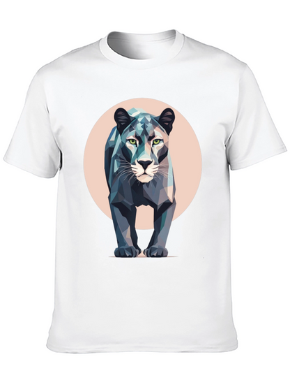 Camiseta Negra con Diseño de Pantera Geométrica