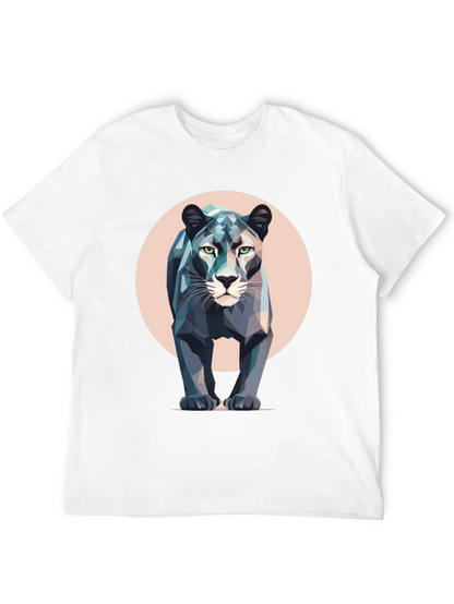 Camiseta Negra con Diseño de Pantera Geométrica