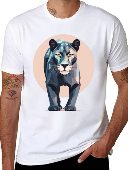 Camiseta Negra con Diseño de Pantera Geométrica