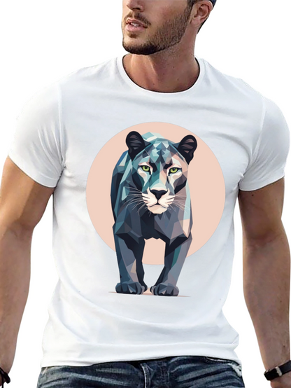 Camiseta Negra con Diseño de Pantera Geométrica