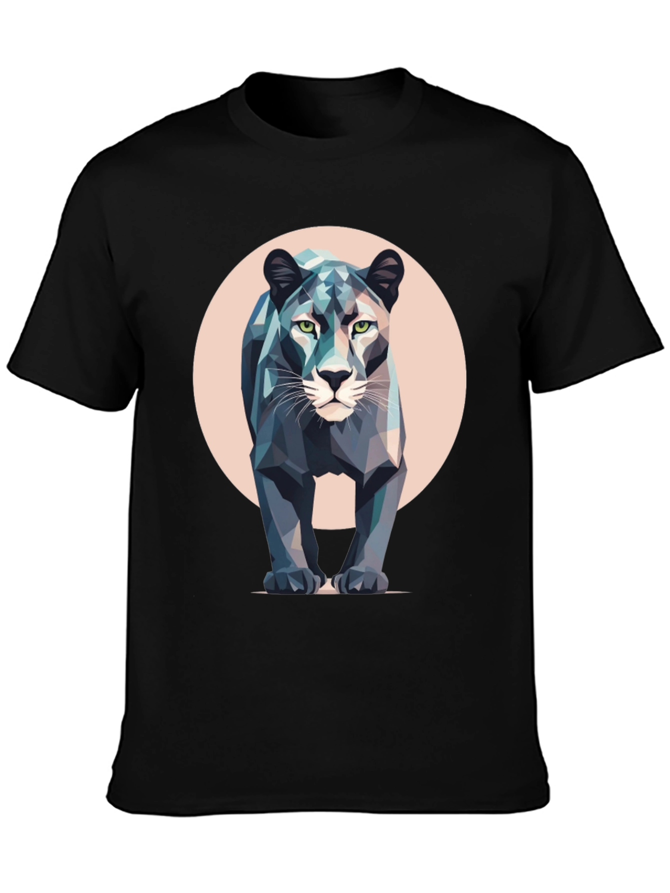 Camiseta Negra con Diseño de Pantera Geométrica