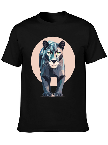 Camiseta Negra con Diseño de Pantera Geométrica