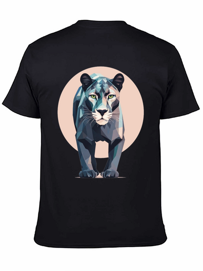 Camiseta Negra con Diseño de Pantera Geométrica