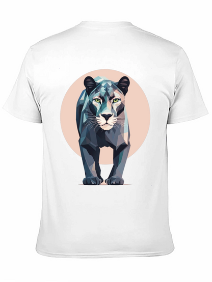 Camiseta Negra con Diseño de Pantera Geométrica