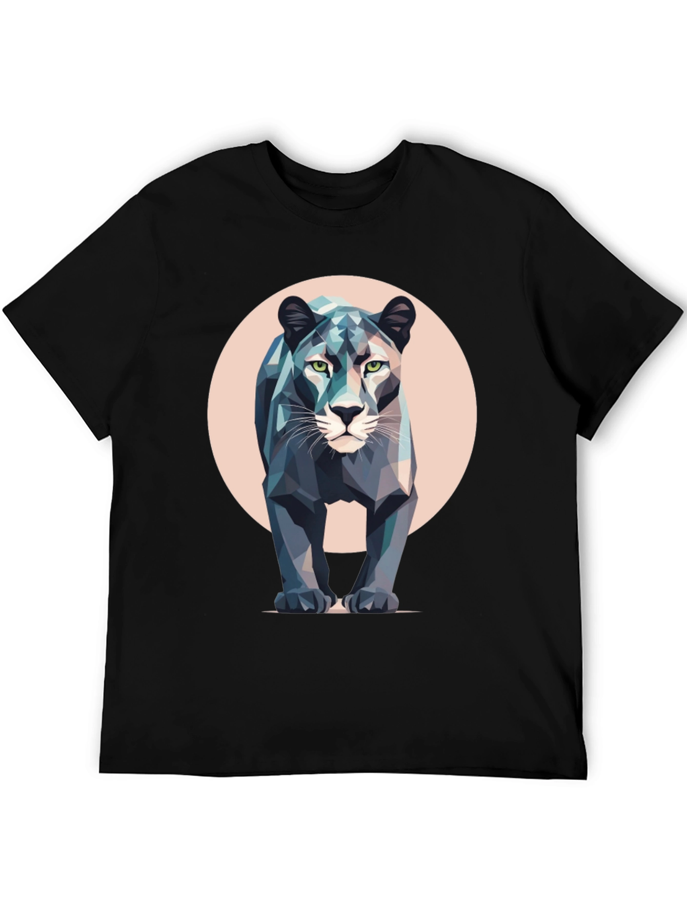 Camiseta Negra con Diseño de Pantera Geométrica