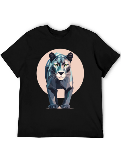 Camiseta Negra con Diseño de Pantera Geométrica