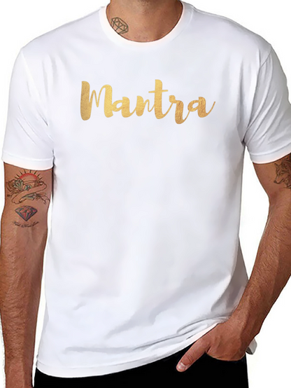 Camiseta Negra Hombre con Inscripción Mantra Dorada