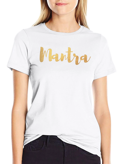 Camiseta Negra Hombre con Inscripción Mantra Dorada