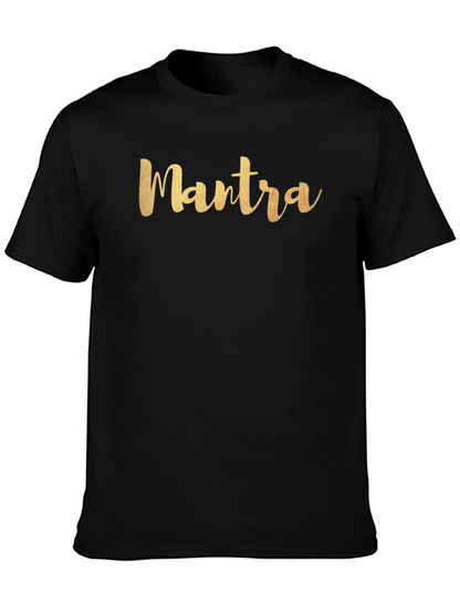 Camiseta Negra Hombre con Inscripción Mantra Dorada