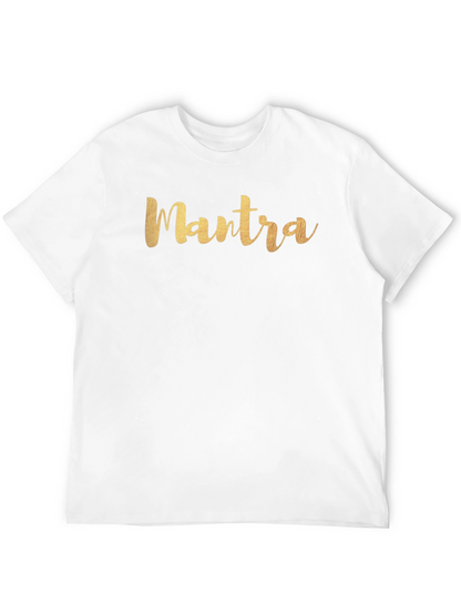Camiseta Negra Hombre con Inscripción Mantra Dorada