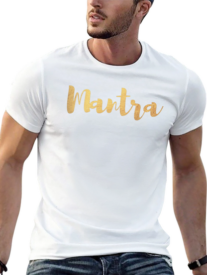 Camiseta Negra Hombre con Inscripción Mantra Dorada