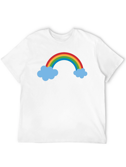 Camiseta Negra con Arcoíris y Nubes