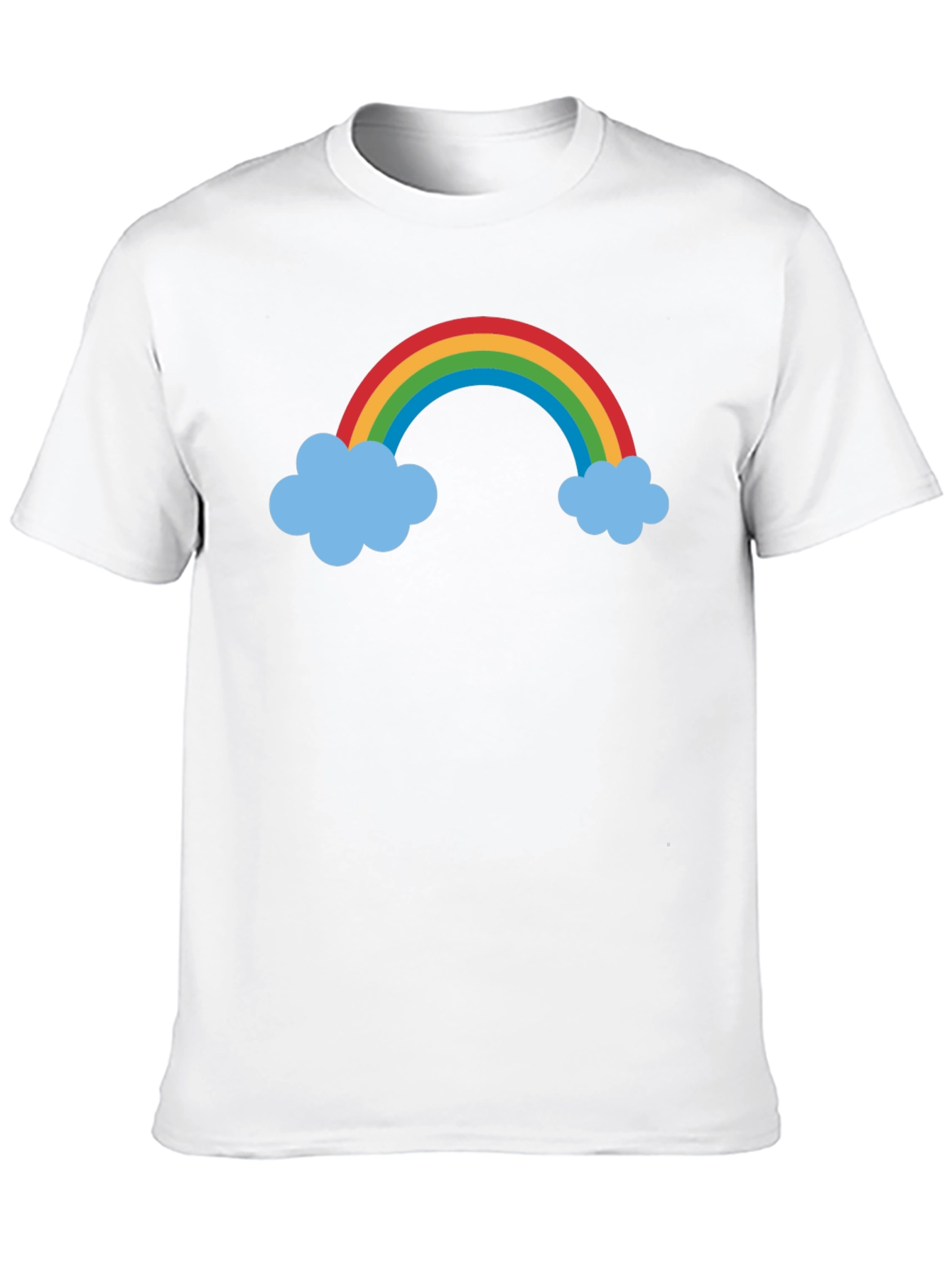 Camiseta Negra con Arcoíris y Nubes