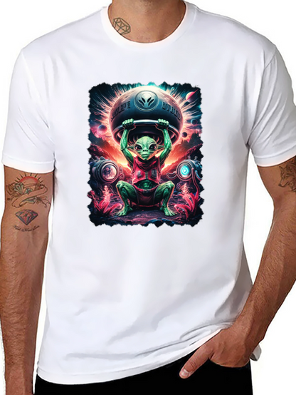 Camiseta Hombre Alienígena Halterofilia Espacial