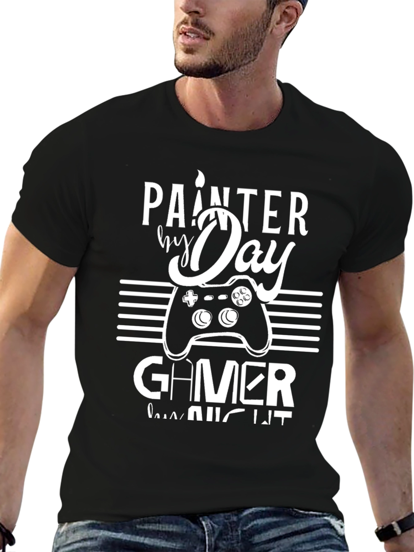 Camiseta Hombre: Painter by Day Gamer by Night