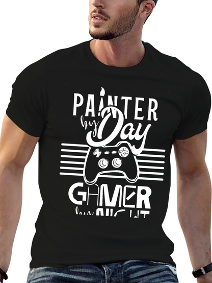 Camiseta Hombre: Painter by Day Gamer by Night
