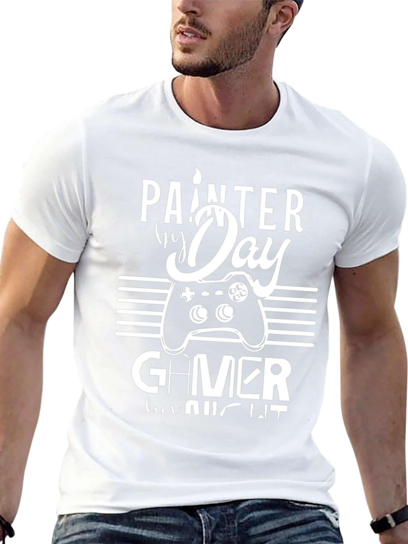 Camiseta Hombre: Painter by Day Gamer by Night