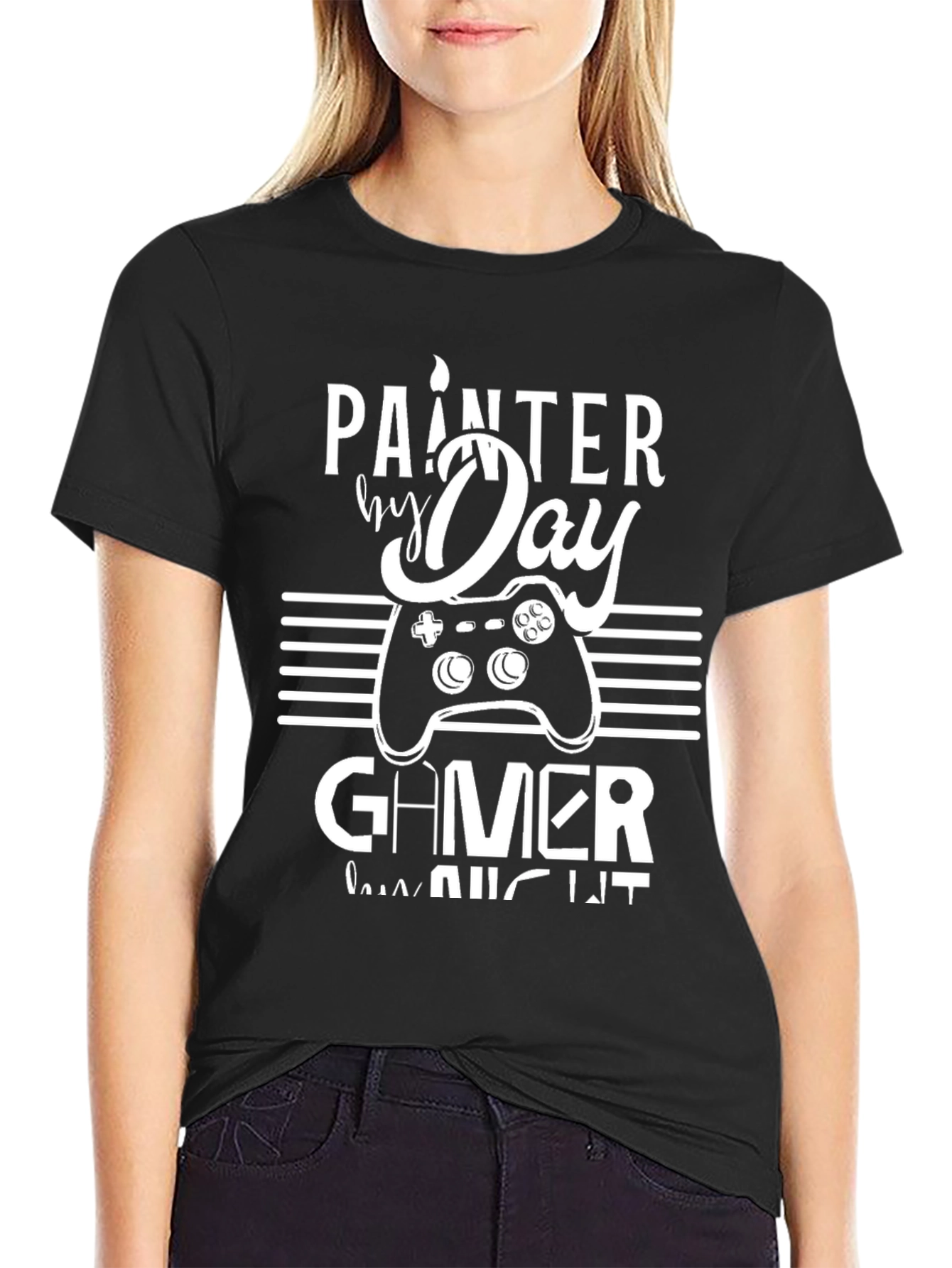Camiseta Hombre: Painter by Day Gamer by Night