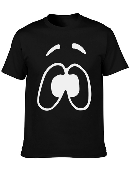 Camiseta Negra con Diseño Facial Abstracto