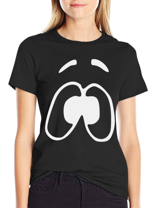 Camiseta Negra con Diseño Facial Abstracto