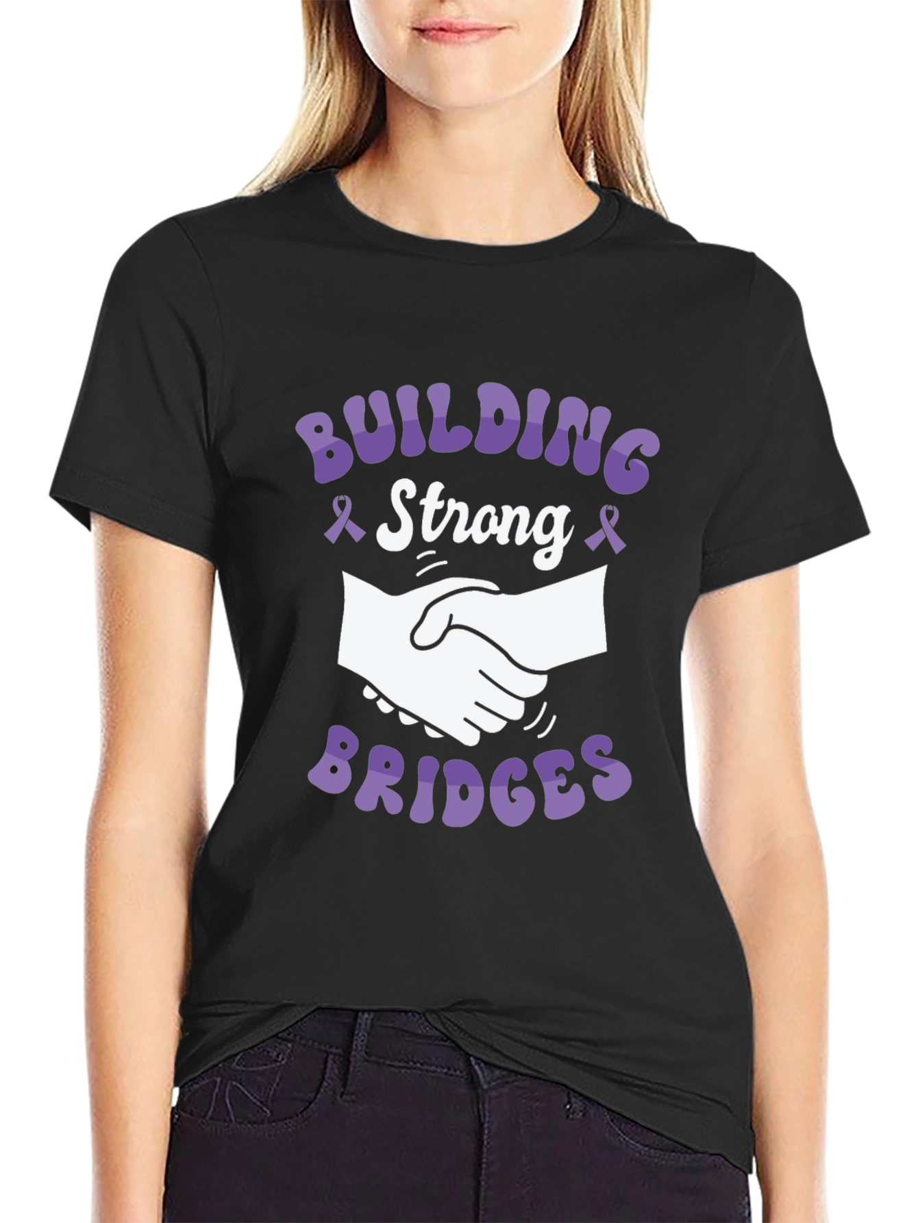 Camiseta Negra Construyendo Puentes - Solidaridad