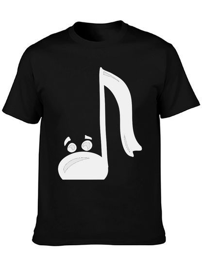 Camiseta Negra con Diseño de Nota Musical Animada
