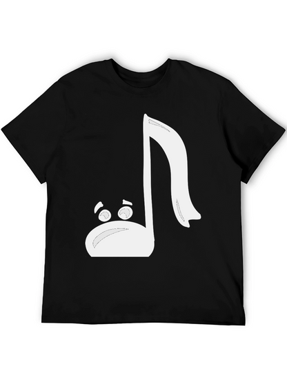 Camiseta Negra con Diseño de Nota Musical Animada