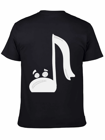 Camiseta Negra con Diseño de Nota Musical Animada