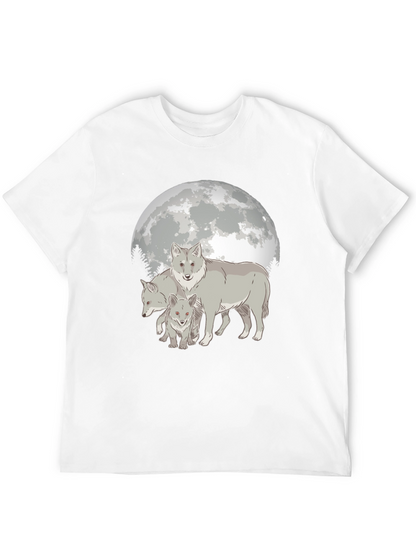 Camiseta Hombre Diseño Lobo Luna Llena - Estilo Casual