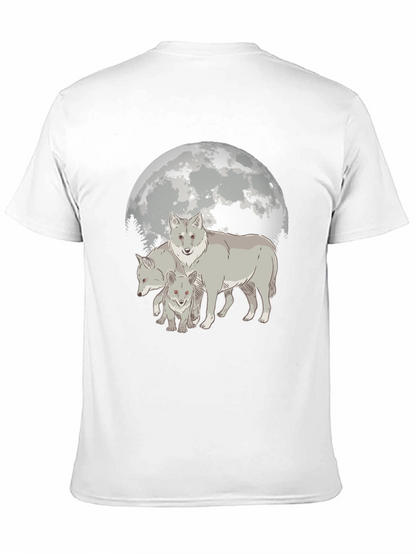 Camiseta Hombre Diseño Lobo Luna Llena - Estilo Casual