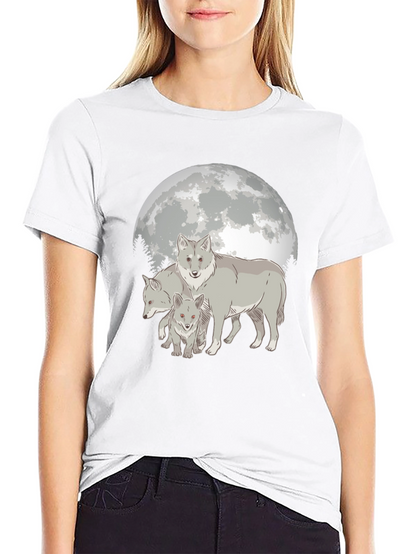 Camiseta Hombre Diseño Lobo Luna Llena - Estilo Casual