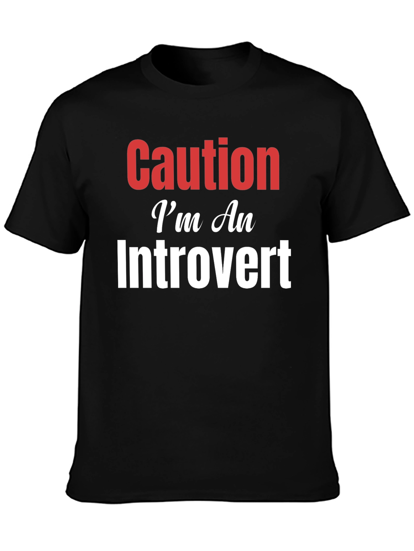 Camiseta Negra Caution Introvert para Hombre