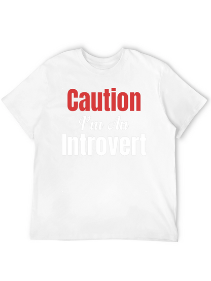 Camiseta Negra Caution Introvert para Hombre