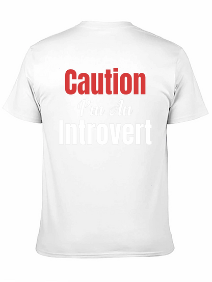 Camiseta Negra Caution Introvert para Hombre