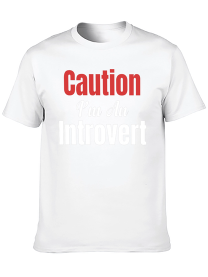 Camiseta Negra Caution Introvert para Hombre