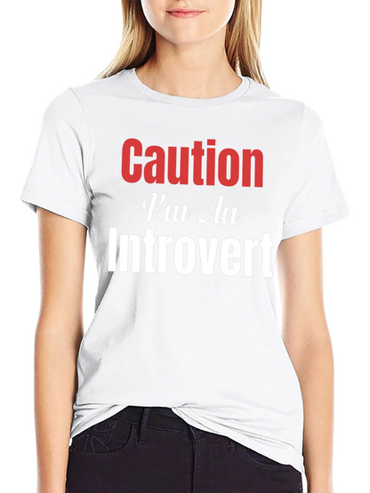 Camiseta Negra Caution Introvert para Hombre
