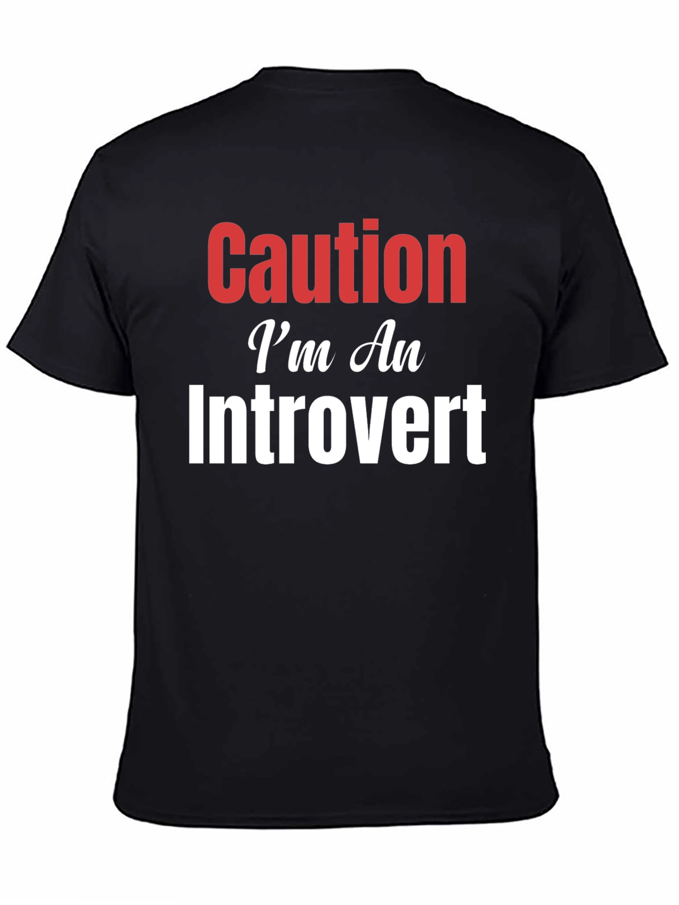 Camiseta Negra Caution Introvert para Hombre