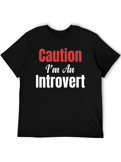 Camiseta Negra Caution Introvert para Hombre