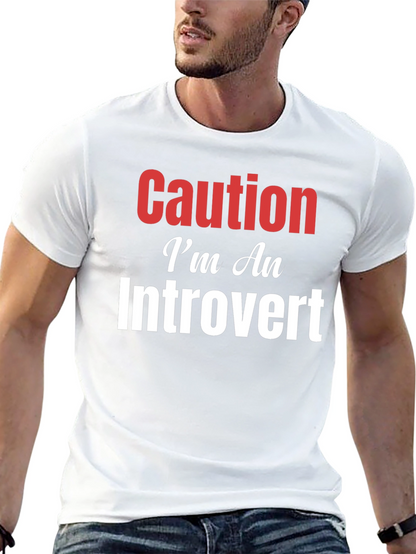 Camiseta Negra Caution Introvert para Hombre