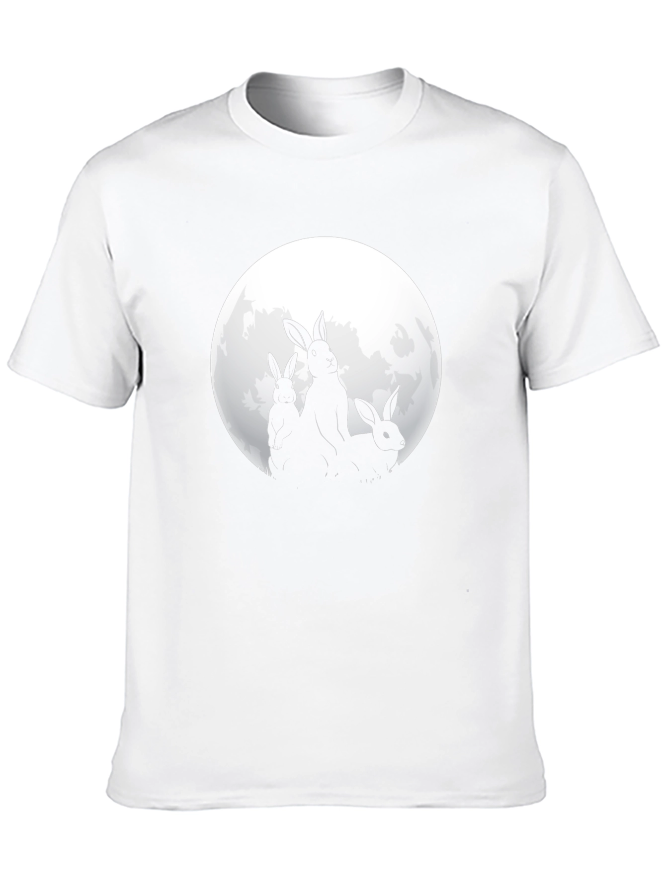 Camiseta Negra con Diseño de Conejos y Luna