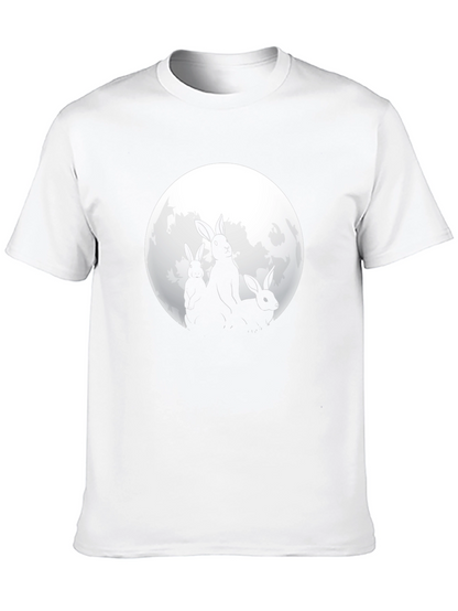 Camiseta Negra con Diseño de Conejos y Luna