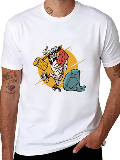 Camiseta Hombre Negra con Diseño Simio Constructor