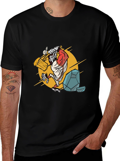 Camiseta Hombre Negra con Diseño Simio Constructor