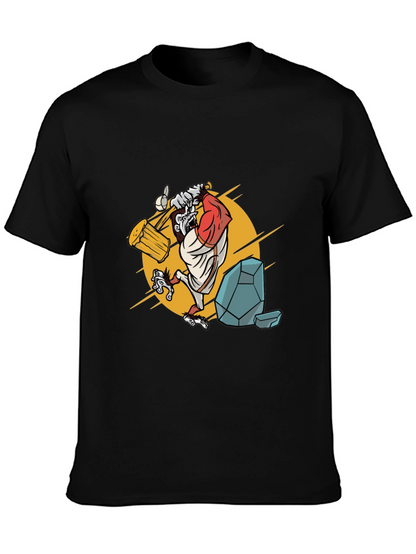 Camiseta Hombre Negra con Diseño Simio Constructor