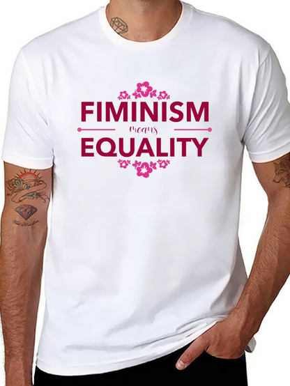 Camiseta Negra Feminismo Requiere Igualdad Diseño Floral