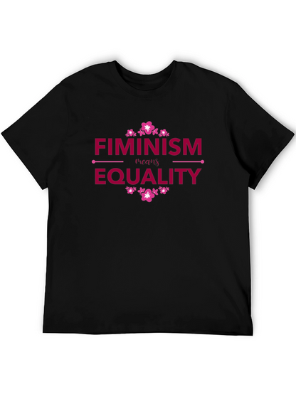 Camiseta Negra Feminismo Requiere Igualdad Diseño Floral