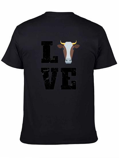 Camiseta Negra con Diseño de Vaca LOVE