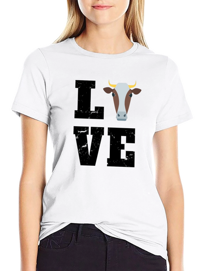 Camiseta Negra con Diseño de Vaca LOVE